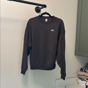 ALO Crewneck Cotton Blend Sweatshirt Espresso Color Size S